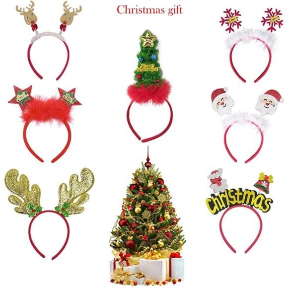12 Pcs Christmas Headbands Xmas Party Hat for Kids Adults - Picture 4 of 10